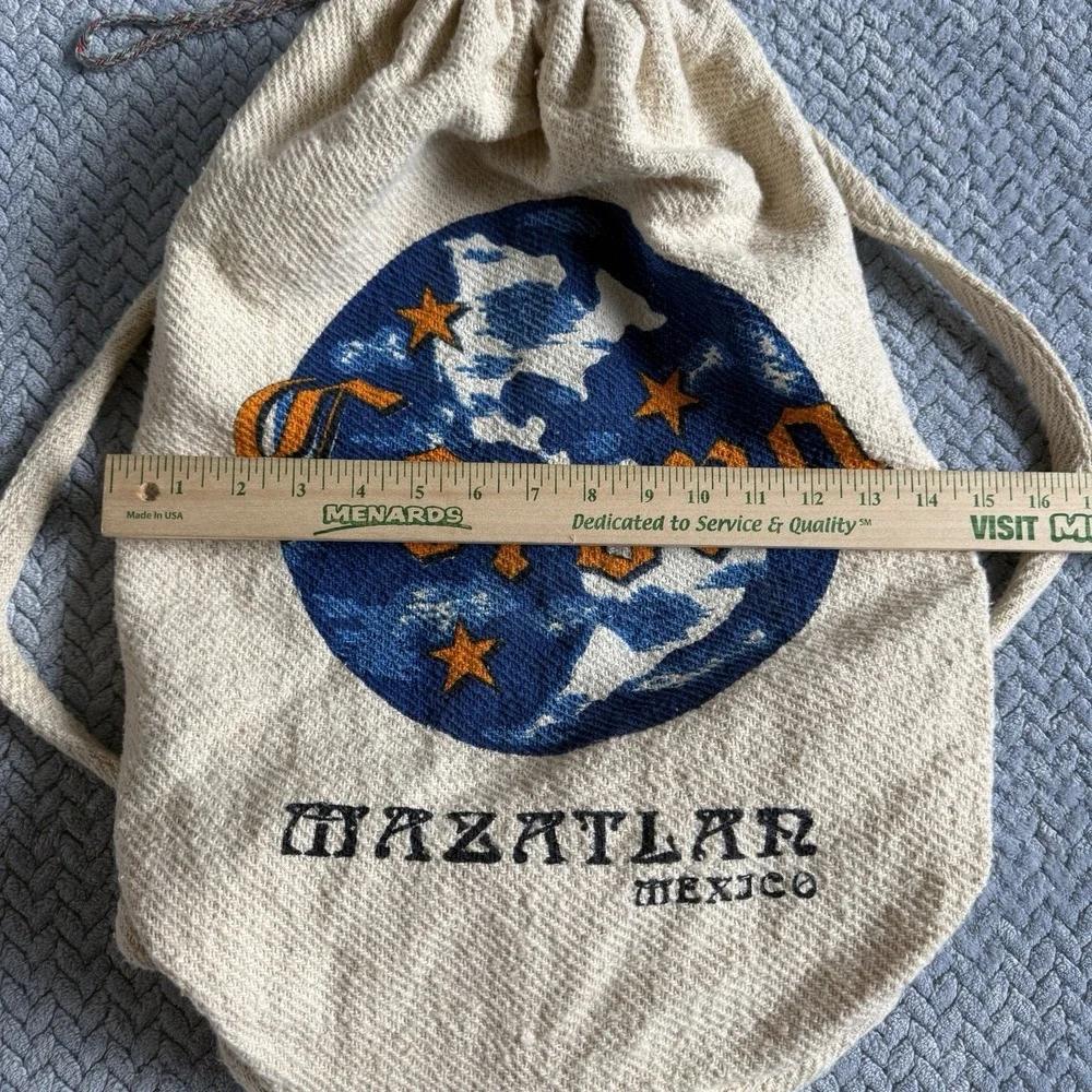Vintage Corona Mazatlan‎ Mexico Drawstring Backpack Cotton Beer Promo Travel Bag